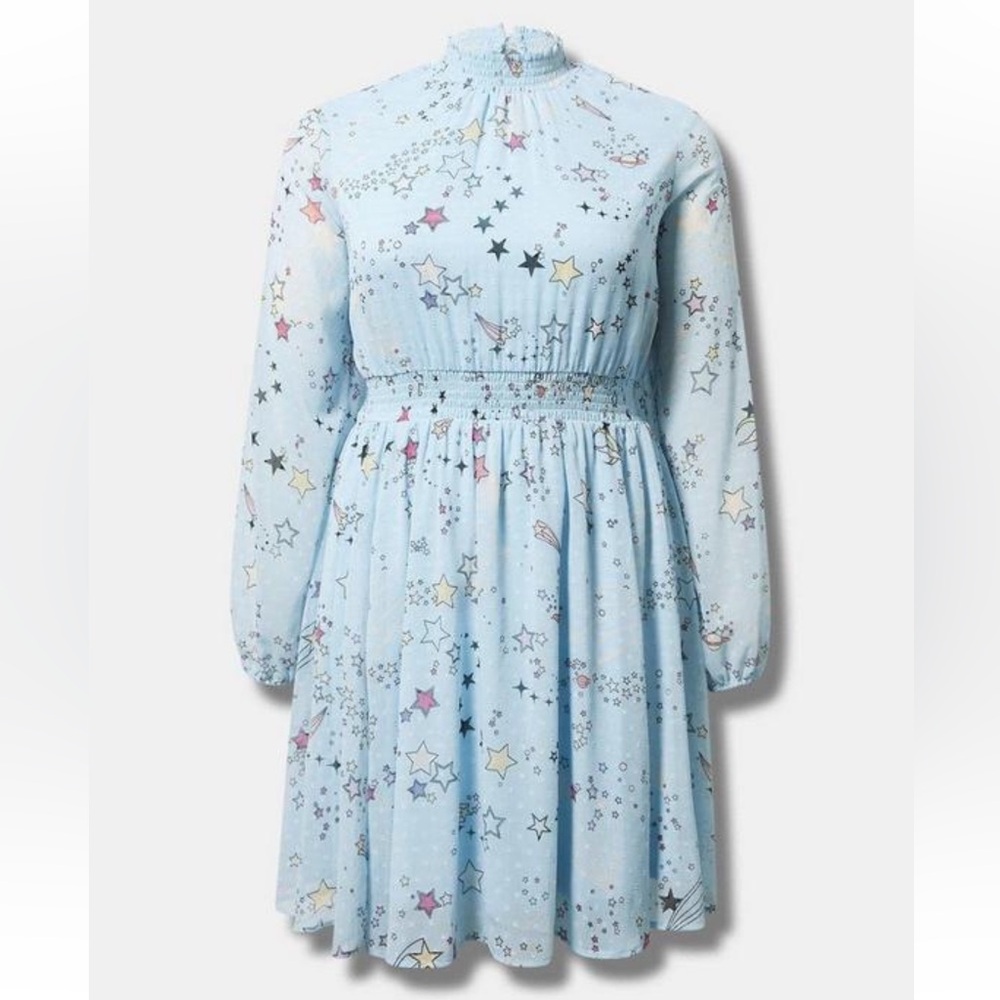 963. Large -TORRID Mini Clipdot Mock Neck Chiffon Skater Dress NEW $86 msrp - Picture 5 of 5